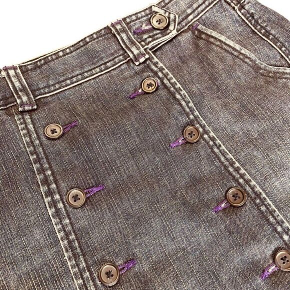Bica Cheia x Anthropologie Dbl Bttn Front A-Line Denim Mini Skirt Size 4 | EUC - Picture 4 of 12